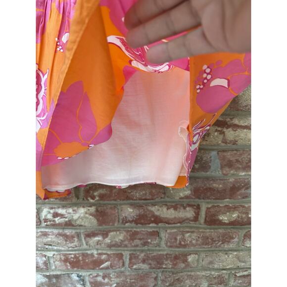 Lilly Pulitzer Orange Pink Multi-Color Floral Mini WHITLEY KEEN PEACH Skirt 4 - Picture 3 of 9